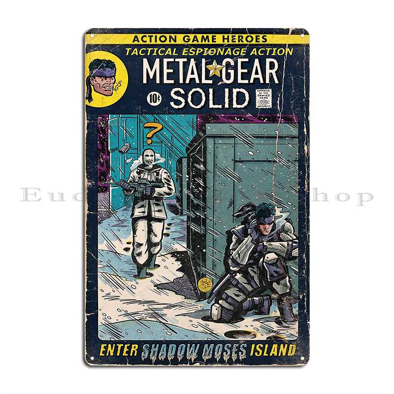 Metal Gear Solid Enter Shadow Moses Comic Book Fan Art Markscicluna Metal Plaque Personalized Cave Wall Cave Tin Sign Poster