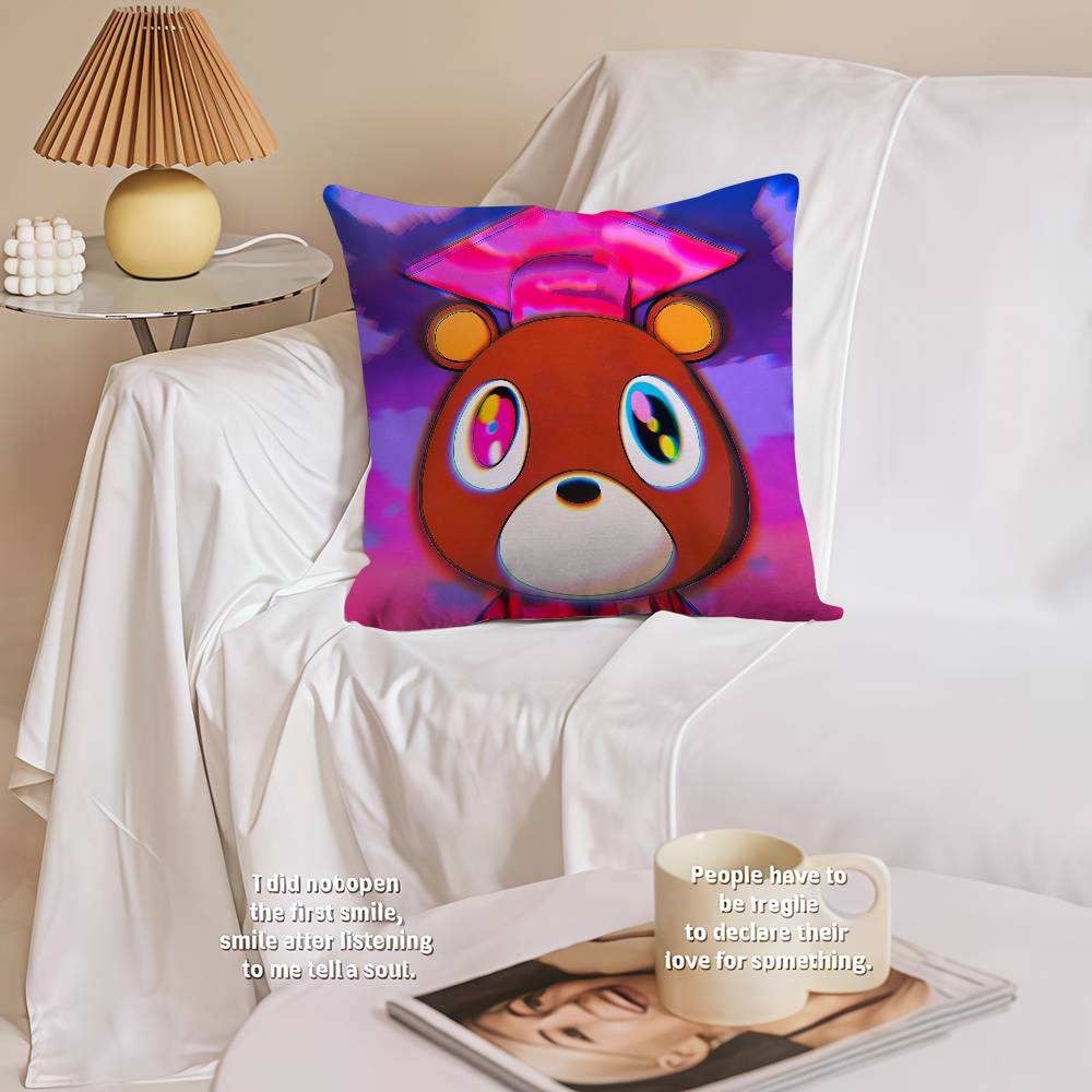 Kanye West Album Dropout Bear Personalized Pillow Cover Kids Bedroom Wild Party Decor Pillowcase Kid Birthday Shower Gift