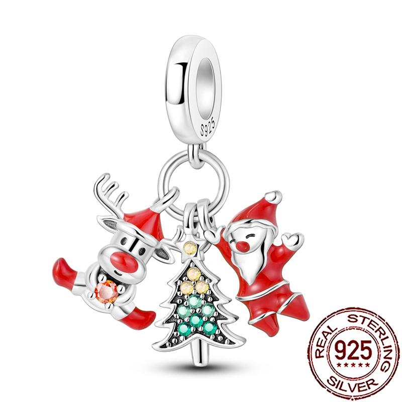 Novos Berloques de Cobre de Natal Papai Noel Berloques para Pulseira Corrente Cobra Colar Feminino Joias Diy