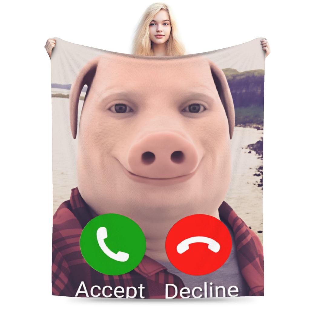 Soft Warm Blanket Kids Airplane Travel John Pork Is Calling Throw Blanket Flannel Bedspread For Couch Chair Novelty Sofa Bed