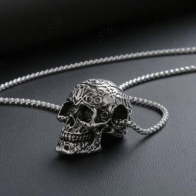 Gothic Ghost Skull Dragon Head Necklace, Punk Rock Men's & Kid's Jewelry