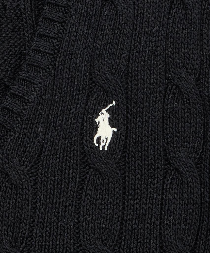 POLO RALPH LAUREN Cable Knit Cotton V-Neck Sweater - Black