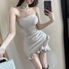 Hepburn-Style Off-Shoulder Ruffled Bodycon Dress - Women's Sexy Summer Strapless Short Skirt