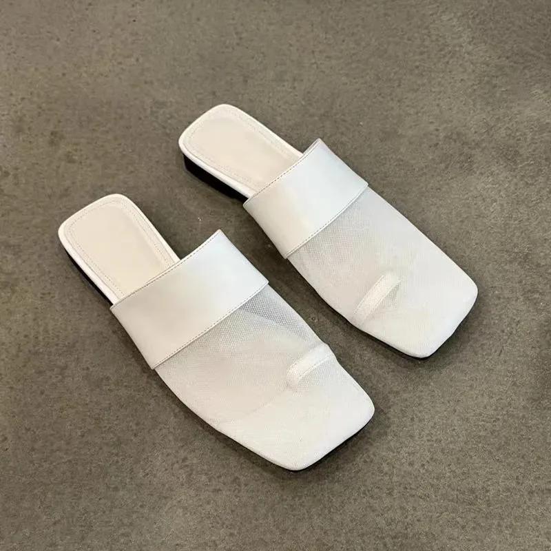 Fashion 2025 New Mesh Breathable Comfortable Toe Baohead Slippers Women's Casual Versatile Square Toe Low Heel Sandals