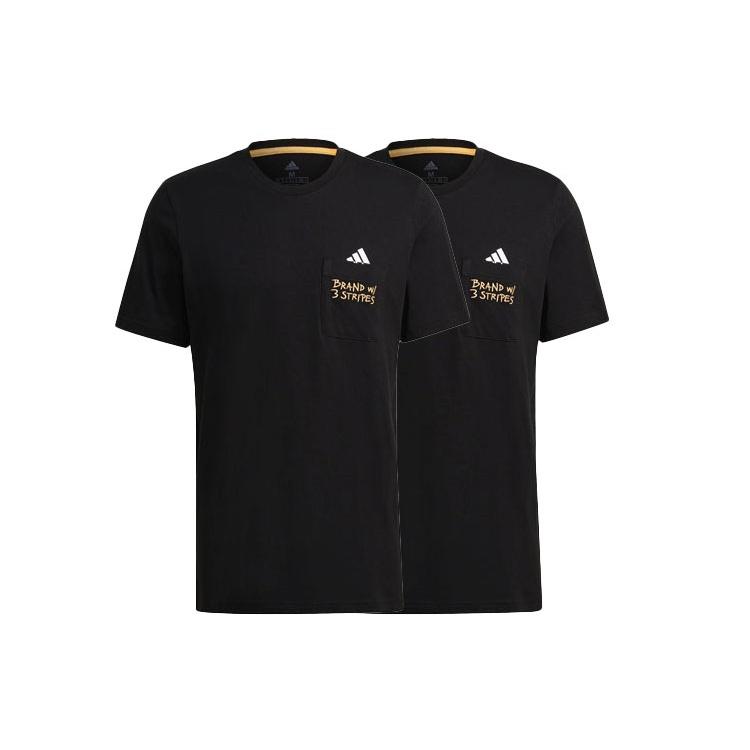 adidas Pocket Tee M Embroidered Sports Short Sleeve Black Men's GT5306