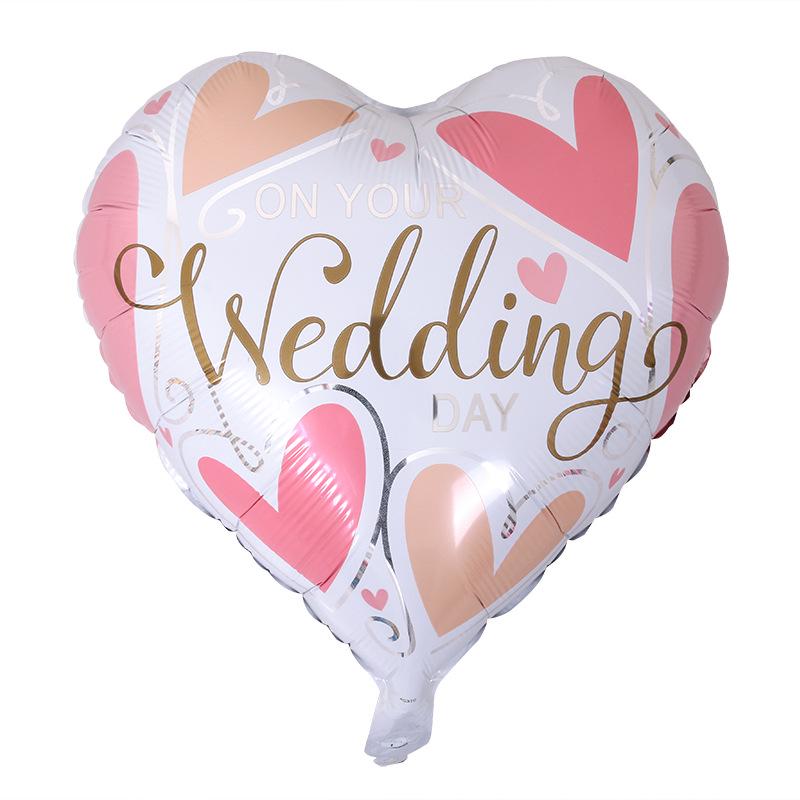18-Inch Heart-Shaped On Your Wedding Day Aluminum Foil Balloon for Wedding Ceremony Decor