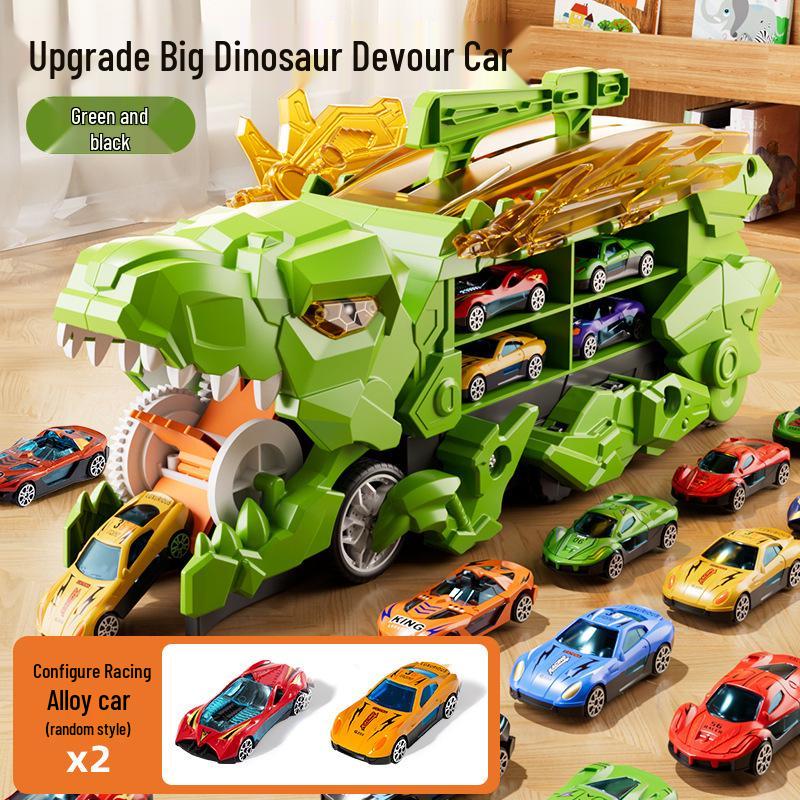 Dinosaur-Themed Folding Ejection Track Set: Children's Educational Alloy Car Toy