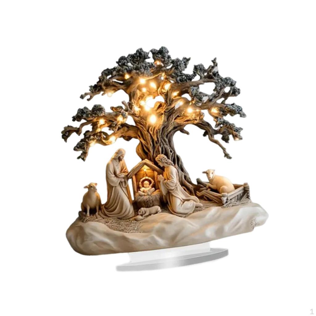 Christmas Nativity Figurine Table Decoration Ornament Flat Acrylic Lightweight Sacred Representation