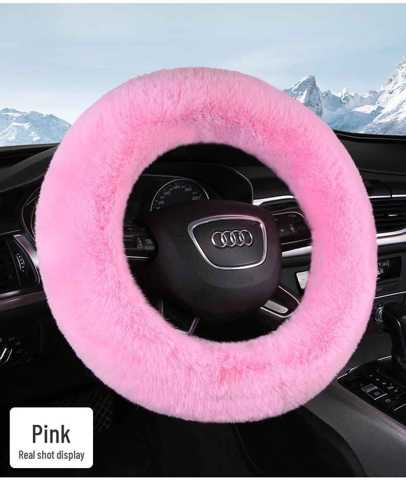 New Style Winter Plush Steering Wheel Cover - Warm, Non-Slip, Rabbit Wool
