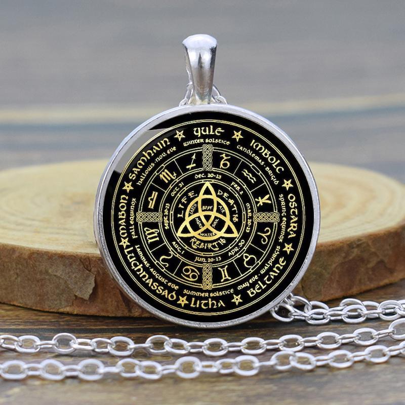 

Ожерелье Колесо Года Ведьмы Кулон Трикетра Ювелирные Изделия Колдовства Золото Серебро Шарм