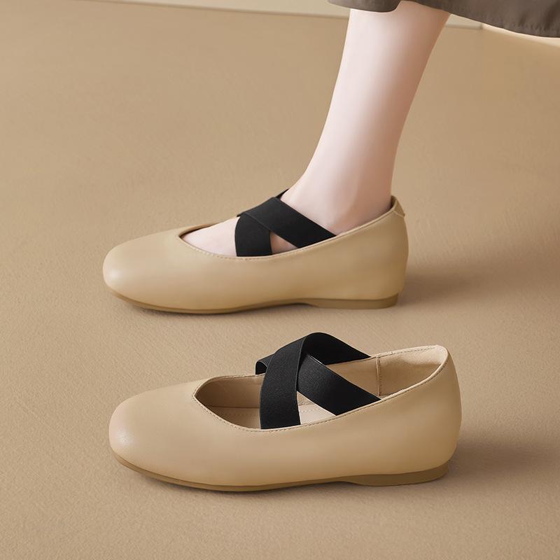 Augustine Ballet Single Shoes Women's 2025 New Summer Mary Jane Wear Flat Sandals Late Evening Wind Small Leather Shoes