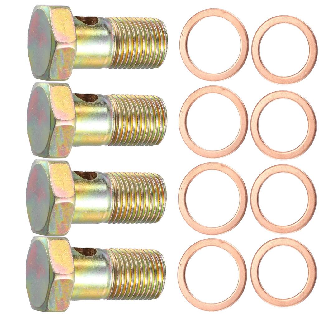 Edinstry Banjo Hose Tool 4pcs 18mm Banjo Hose Barb Bolt Fitting Banjo Bolt Washer Metal 16mm 18mm Car Gasket