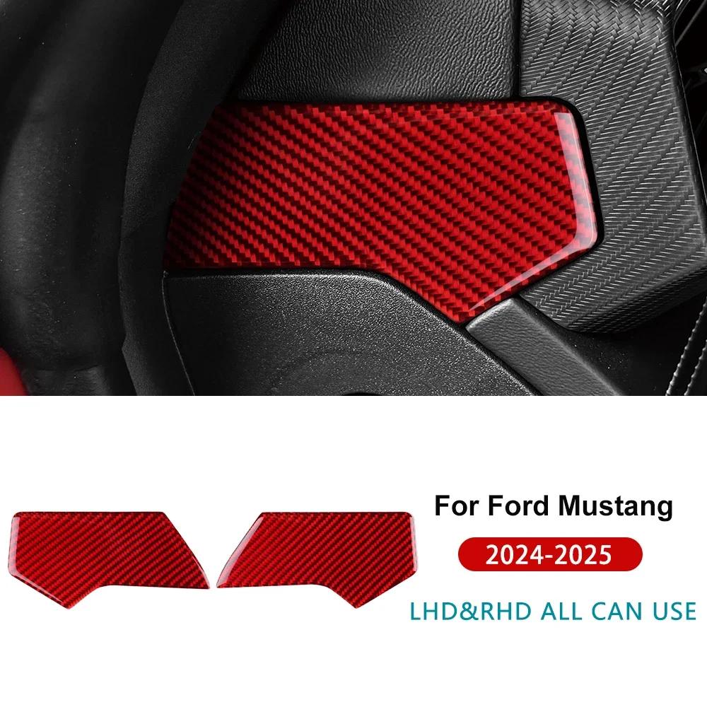 

For Ford Mustang GT 2024 2025 Car Instrument Panel Side Real Soft Carbon Fiber Sticker LHD RHD Interior Trim Accessories for Ford Mustang 24
