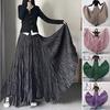 Women Maxi Skirt Elastic High Waist Super Large Pendulum Design Long Skirt Pleated Dance Skirt Party Wear