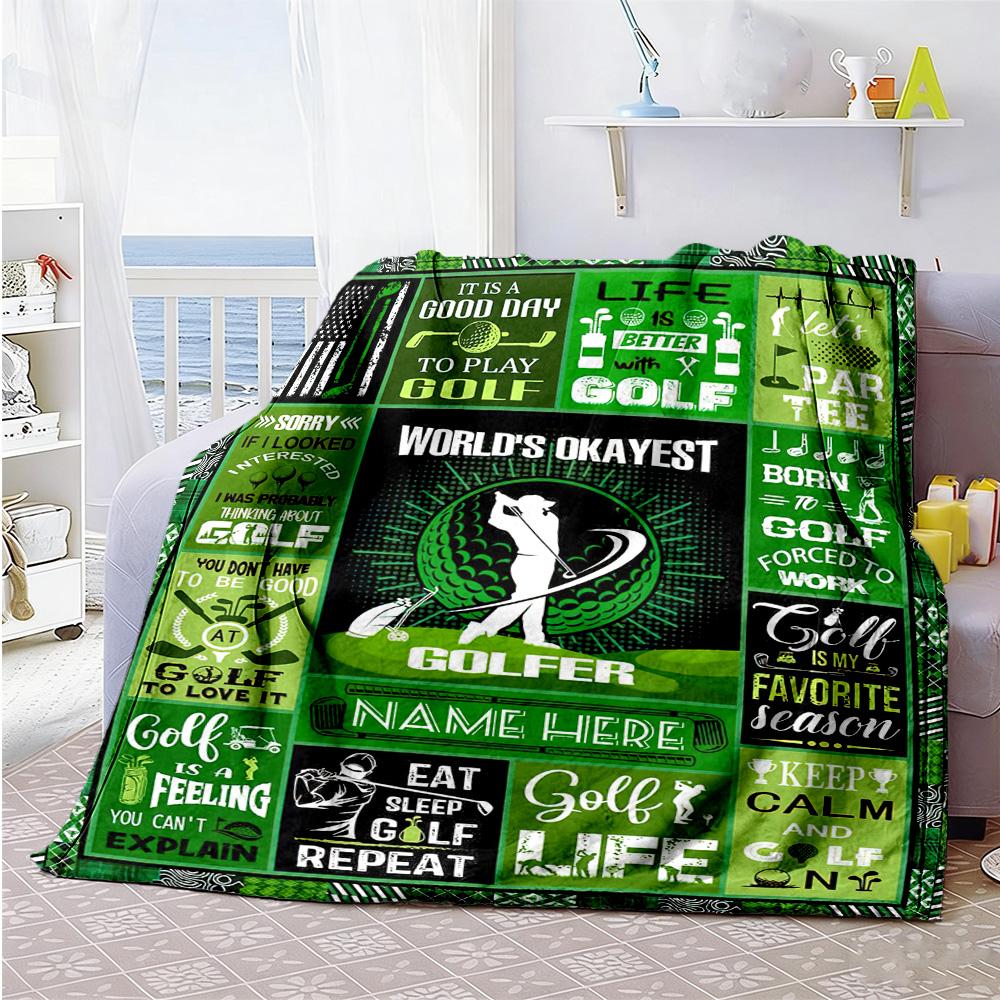 Golf Customize Text Blanket Cozy Customizable Blanket Soft Warm Cozy Versatile for Bed Office Seaside Office Chair All-Season Use