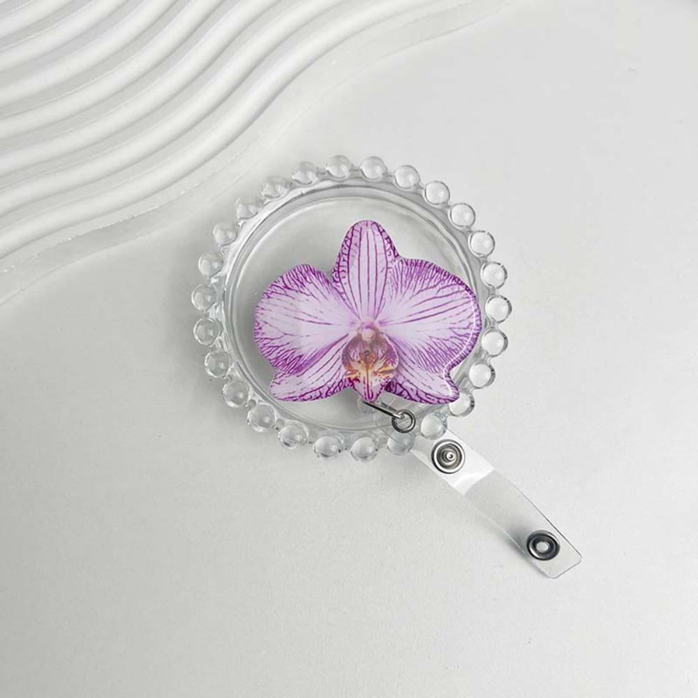 Akrylharts Hållarklämma Orkidéblomma Formad Namnskylt Märke Arbetsintyg