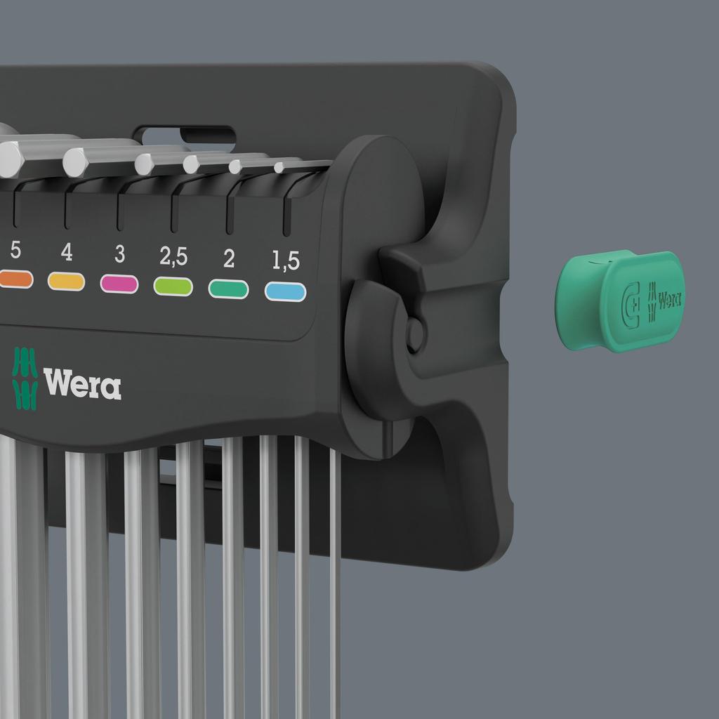 WERA Ball Hex Plus Key Wrench Set with 022102 L-Shaped (9 Pieces) Stand,
