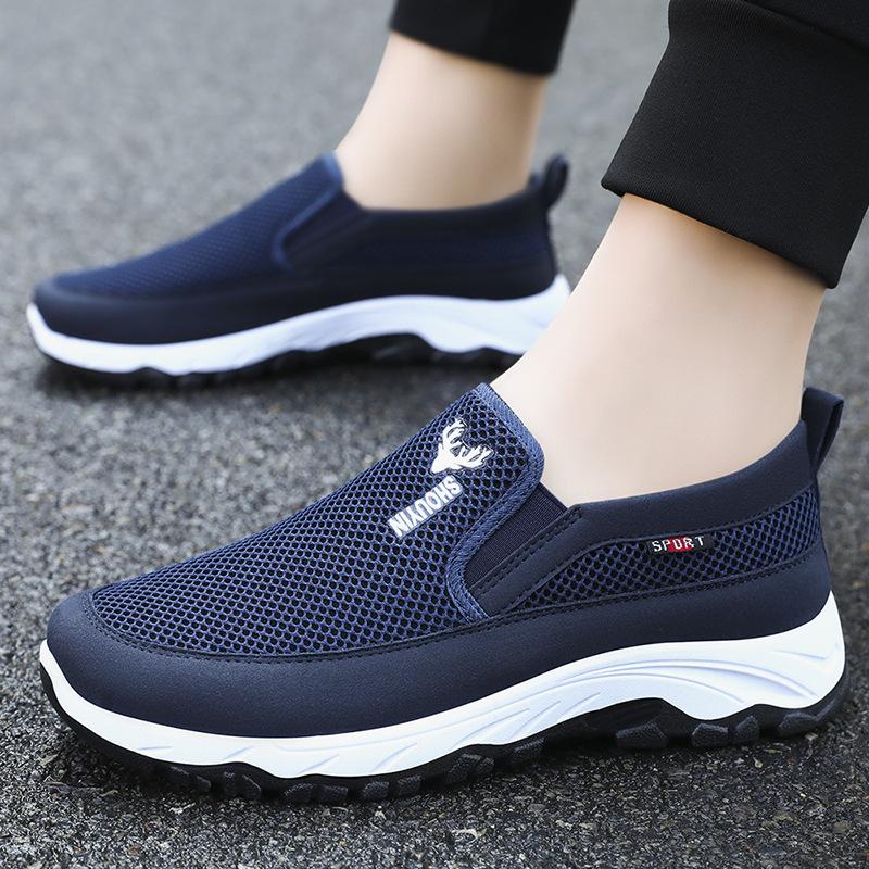 Mesh Breathable Shoes Men's Summer Thin Hollow One Pedal Casual Fly-woven Mesh Lightweight Sports Shoes Cloth Shoes