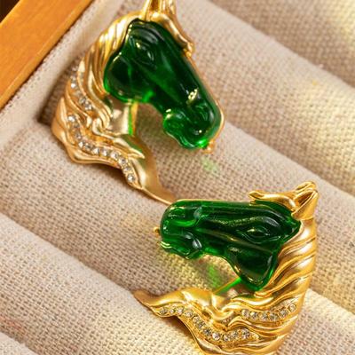 1 Pair Lady Vintage Exquisite  Jewelry Earring Classic Women Girls  Elegant Alloy Horsehead Earrings