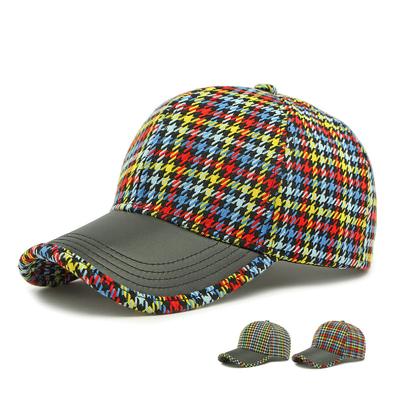 Casquette de Baseball Pied-de-poule Colorée Chapeau Solaire Printemps pour Femmes Casquette à Coutures pour Hommes