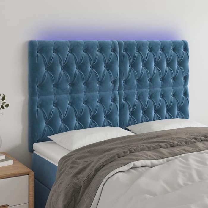 VidaXL LED Headboard Bedroom Furniture Double Bed Accessory Head of Bed Frame Interior Dark Blue 3122812