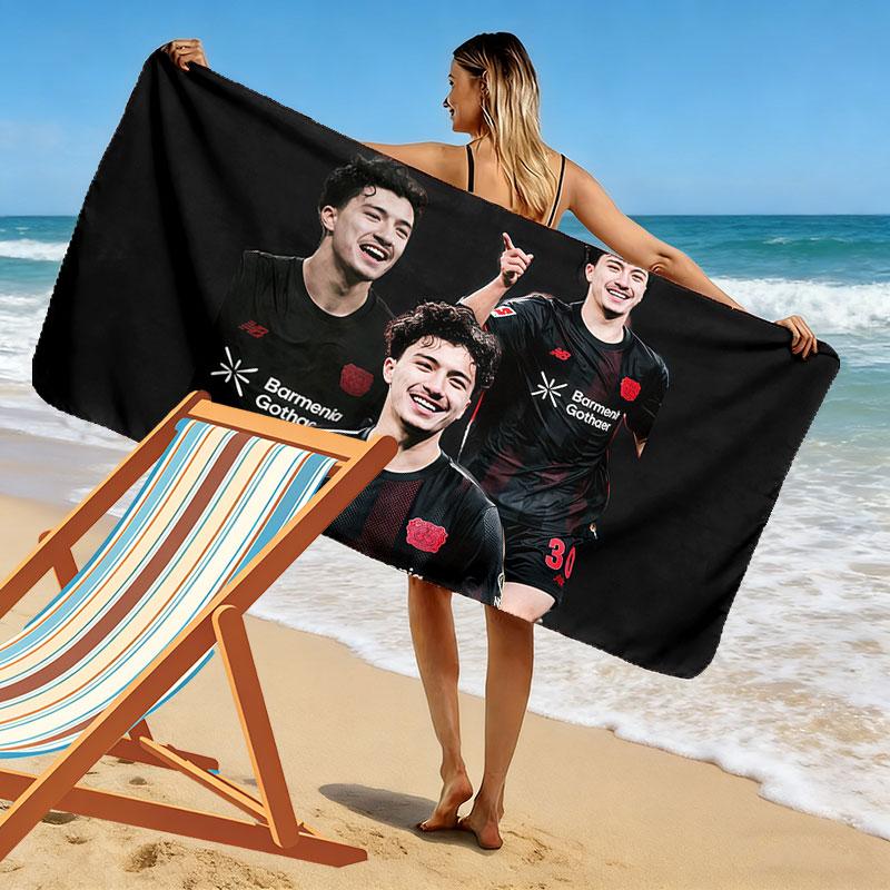 Bayer Leverkusen Ibrahim Maza Druck Strandtuch, Großes Weiches Schnelltrocknendes Handtuch für Strand Camping Schwimmen