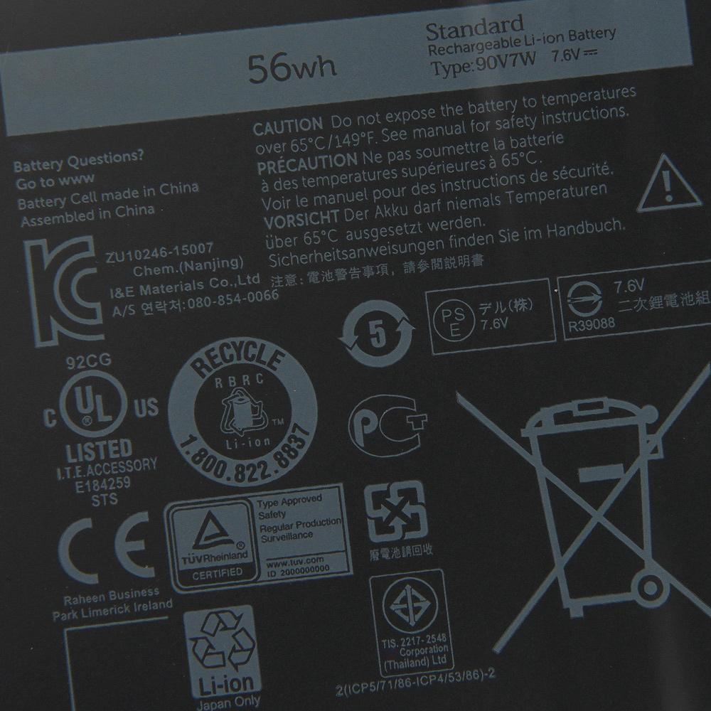 Rechargeable Lithium Battery For Dell XPS 13 9350 9343 13D-9343 JD25G JHXPY 5K9CP 0DRRP 0N7T6 DIN02 RWT1R 90V7W Laptop Battery 56Wh