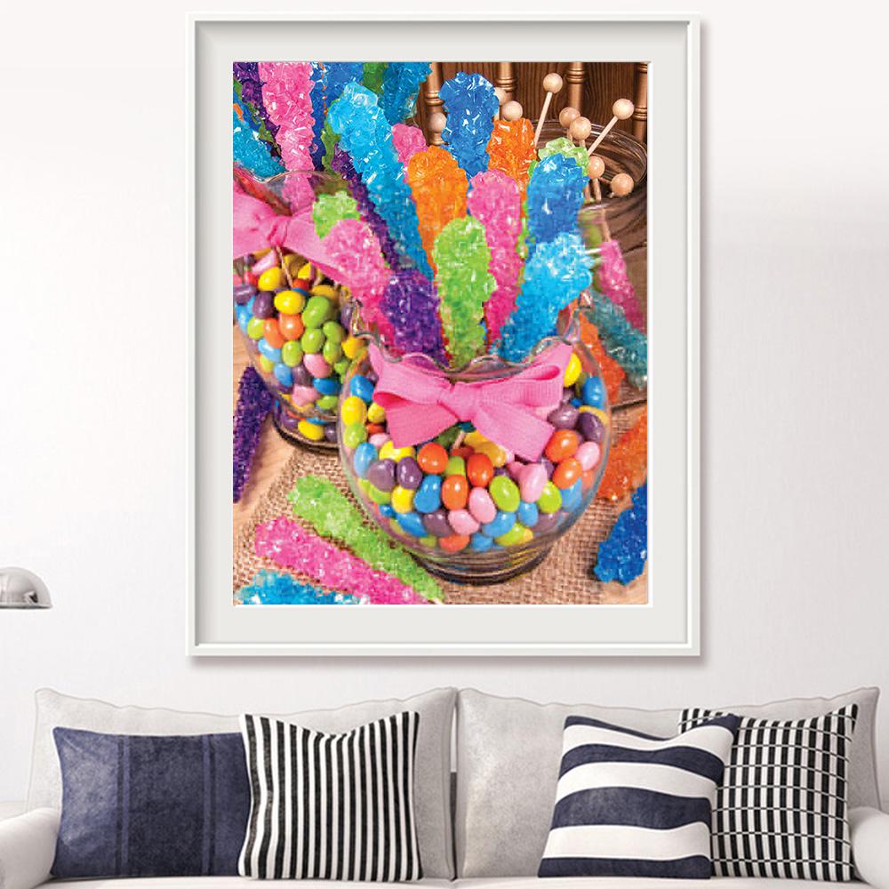 huacan 5D-Diamant-Gemälde zum Selbermachen, Farbe Süßigkeiten, vollständiger kreisförmiger Diamant von Strasssteinen, Stickerei, Kreuzstich, Wandaufkleber, Heimdekoration