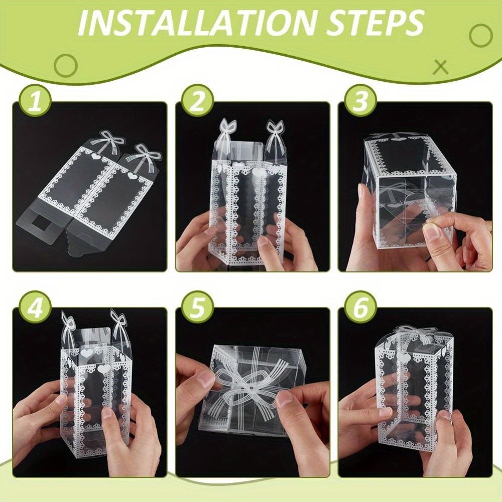 30pcs Clear Gift Boxes with Bows Transparent Rectangle Gift Wrap Box Treat Boxes Gift Packaging Box for Jewelry Soap Crafts Wedding Parties Wedding