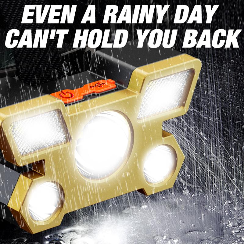 LED Strong Light Five Headed Outdoor Waterproof Fishing Light USB Rechargeable Ultra Bright Head Mounted Flashlight