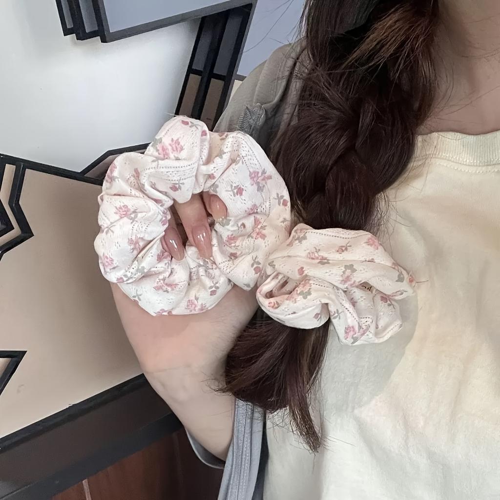 Cute Pink Floral Hair Tie - Soft Fabric, Whimsical Butterfly & Flower Design, Perfect for Ponytails & Buns, Stylish Accessory