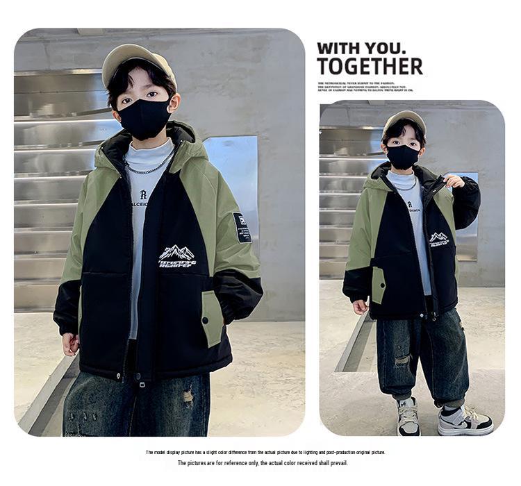 Boys' Winter Thickened Down Cotton Jacket 2025 - Fashionable Middle and Large Children's Warm Coat