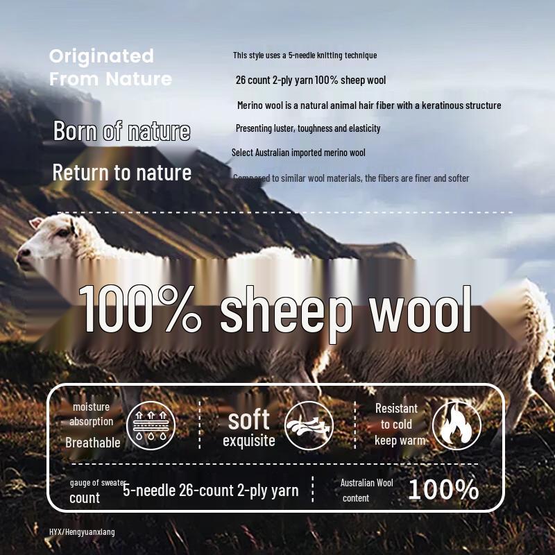 Hengyuanxiang Men's 100% Wool V-Neck Knit Vest