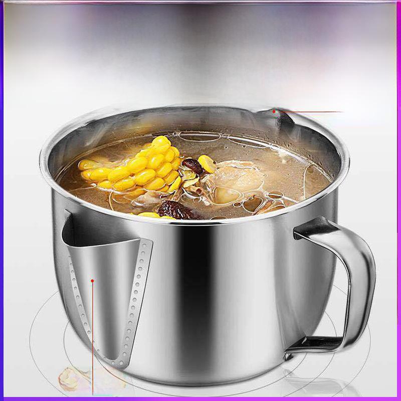 304 Stainless Steel Household Oil Filter Cup Soup Oil Separation Cup Yuezi Oil Separator Soup Pot Skimming Oil Filter Kitchen([without cover] 304 oil