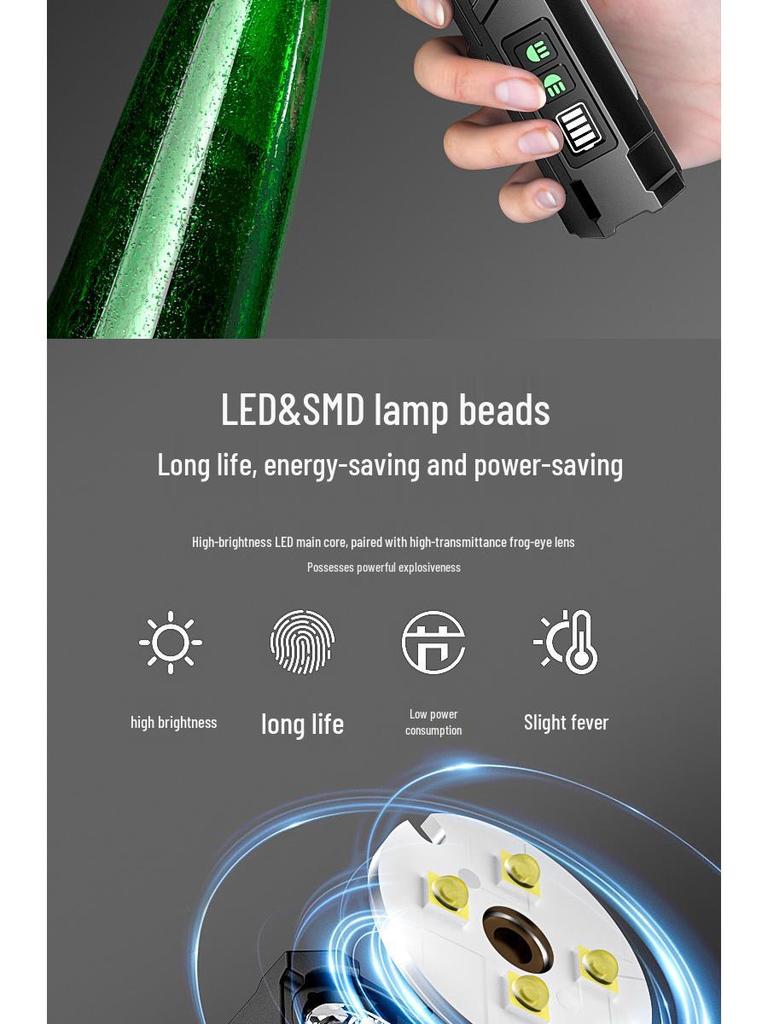 High-Intensity Black Aluminum Flashlight with Colorful Neon Light and Long Battery Life: Outdoor Multifunctional Torch