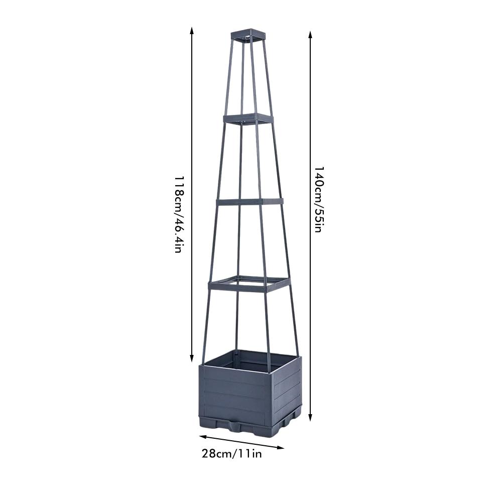4-story Raised Planter Box with Trellis Plastic Raised Garden Beds and PP Trellis for Climbing Plants,Flowers,Vegetables