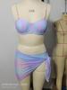 2024 Trendy European & American Shell Hard Cup Sexy Three-Piece Beach Swimsuit