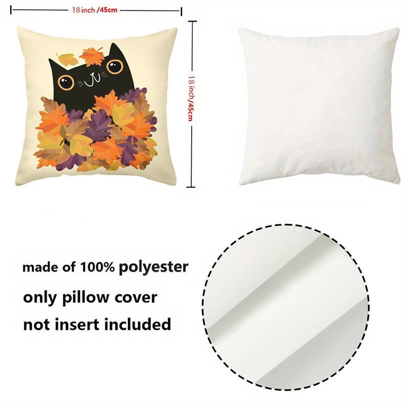 1 Pieces Black Cat with Autumn Leaves Pattern Pillow Polyester pillowcase, sofa decorative cushion cov Headboard Pillow