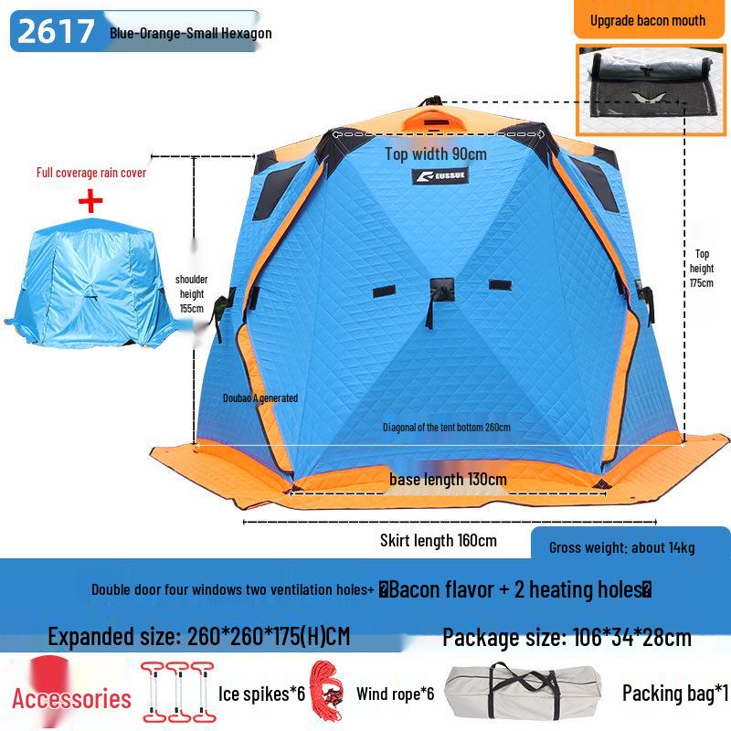 Winter Fishing Tent: Thickened, Cold-Proof, Windproof, Cotton Insulated for Outdoor Camping.
