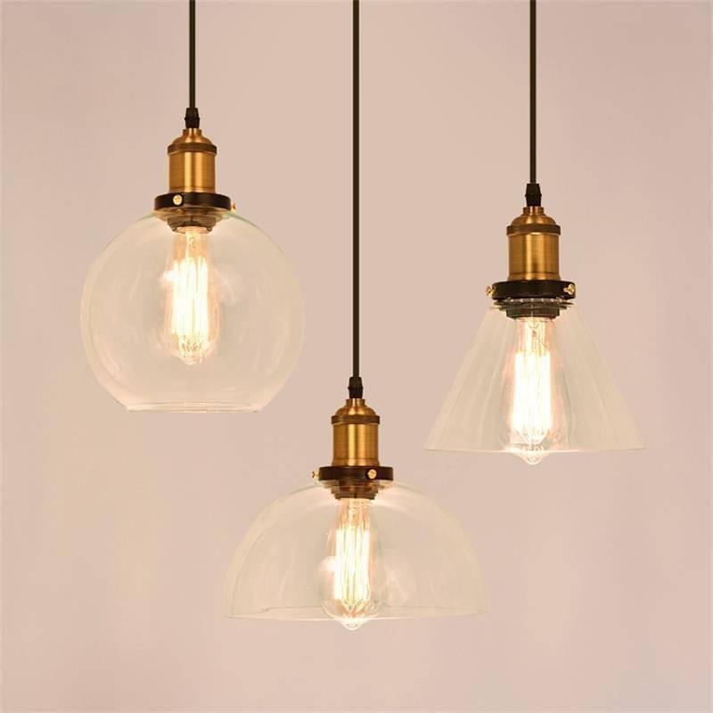 Pendant Ceiling Light Glass Shade Lighting Vintage Hanging Kitchen Room Dining