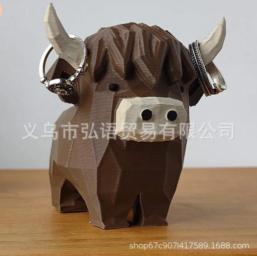 

Highland Cow Resin Ring Holder Nordic Style Creative Desktop Ornament Cute Animal Figurine For Home Decoration