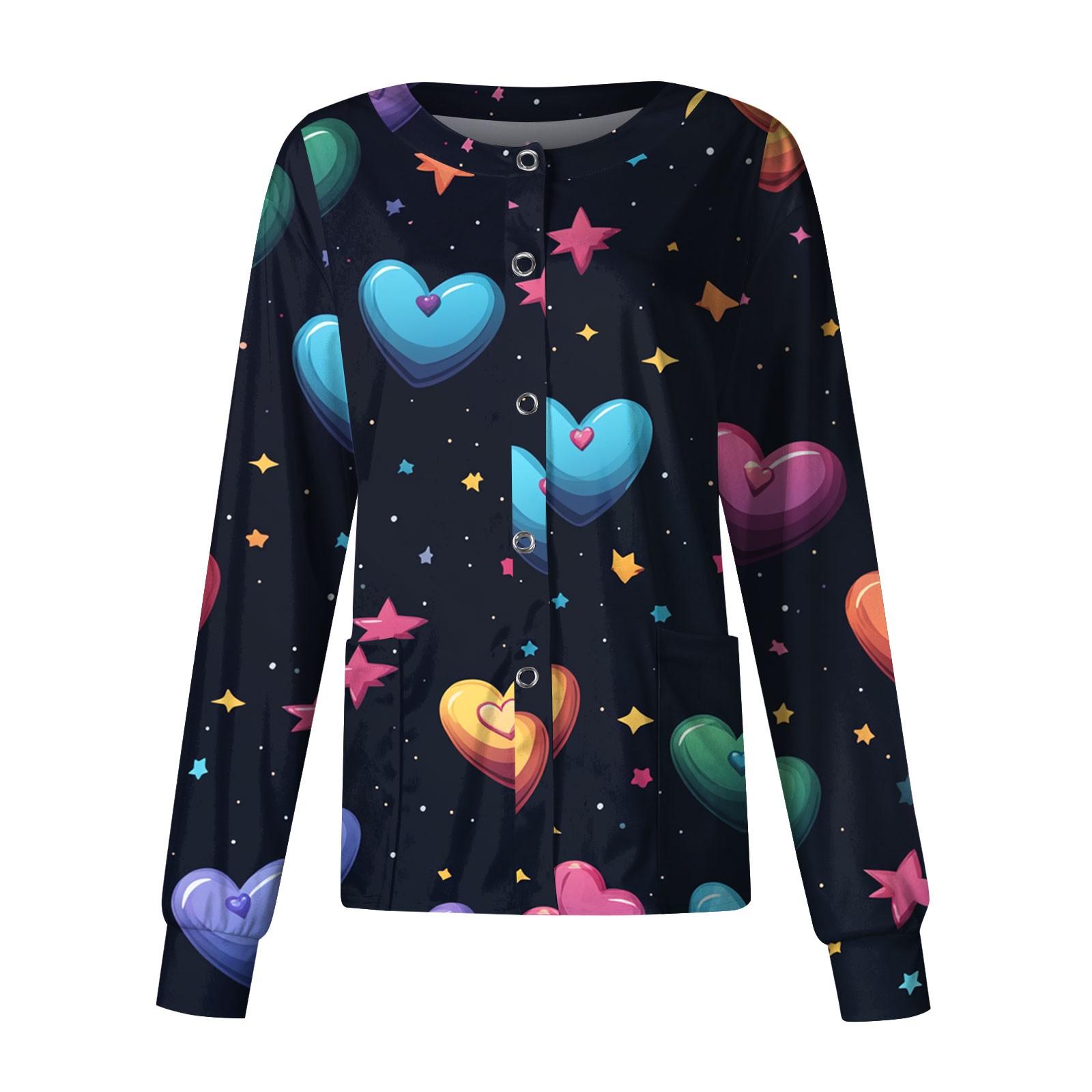 

Женская повседневная одежда с длинным рукавом и принтом «Любовь ко Дню святого Валентина», кардиган, верхняя одежда, униформа XL синий