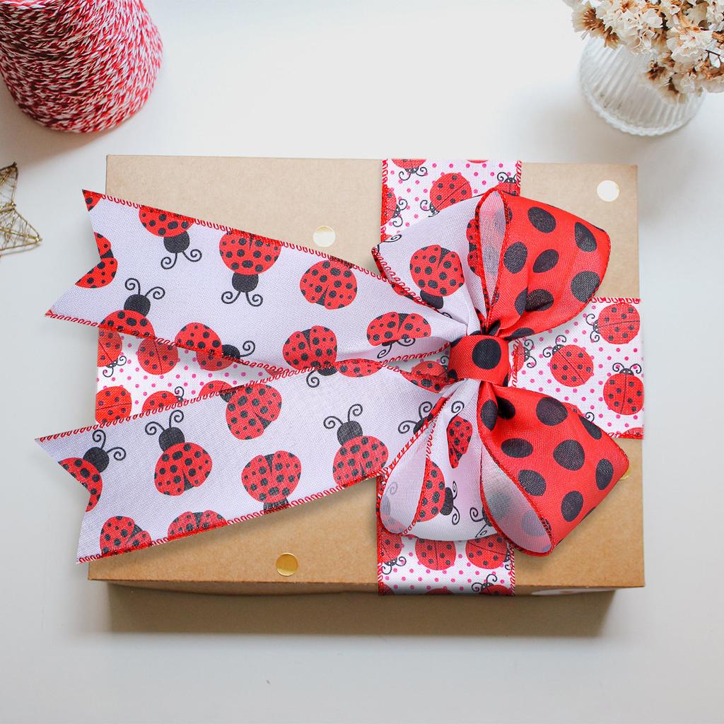 Red And Black Polka Dot Ladybug Ribbon Spring And Summer Creative Ladybug Ribbon Packaging Tape Atmosphere Layout Supplies