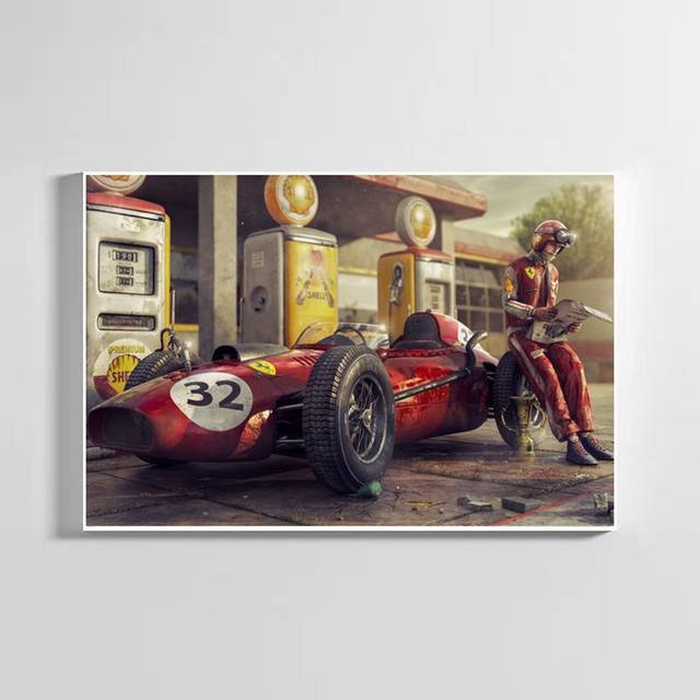 

Ретро гоночный постер 80-х годов, классический гоночный постер F1, холст, картина 20cm×40cm NoFrame