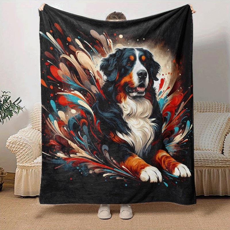 1pc Dog Printing Lightweight Flannel Blanket, Comfortable and Warm Blanket, for Camping Sofa Bed and Couch Office, Suitable for Gift Blankets