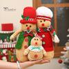Warm Atmosphere Desktop Decorations Christmas Plush Gingerbread Man Figures with Hat Scarf, Cute Stuffed Family Handmade Polyester Ornaments