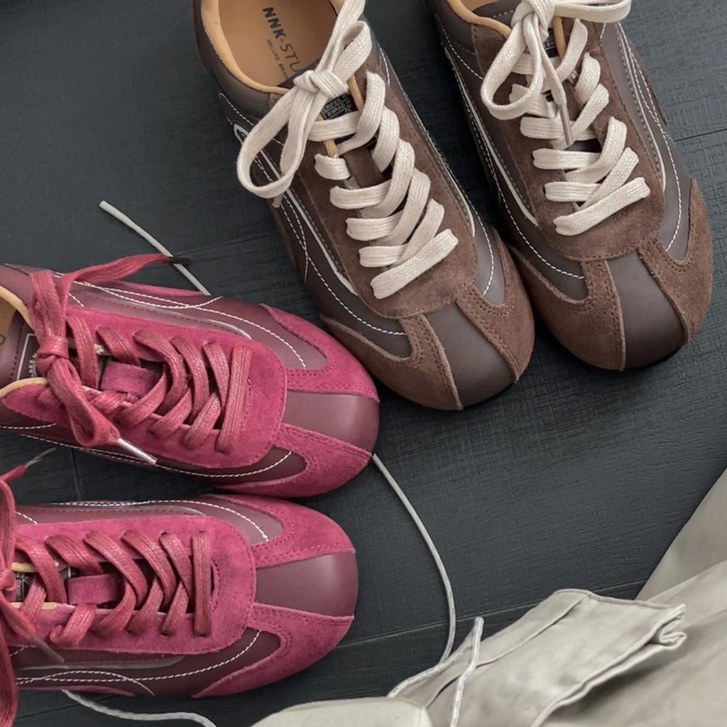 Lan Cabinet 2025 neue Nische runder Kopf antik vielseitig retro dünnsohlige deutsche Trainingsschuhe Damen ins weichsohlige leichte Einzelschuhe