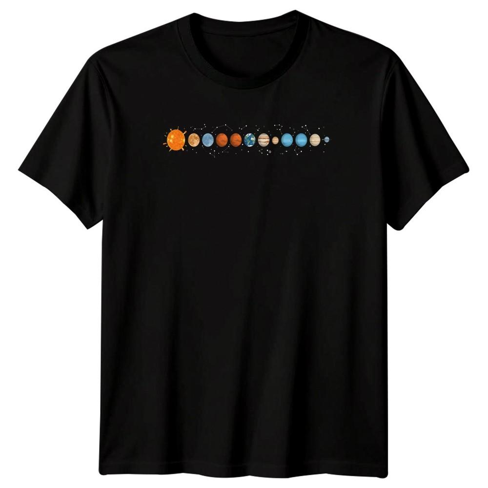 

Space Solar System Planets Mens T-Shirt Celestial Graphic Tee S