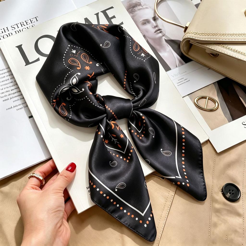 Spring and Autumn thin flight attendant occupation small scarf headscarf small square scarf female foreign style literary Korean versatile cartoon sil