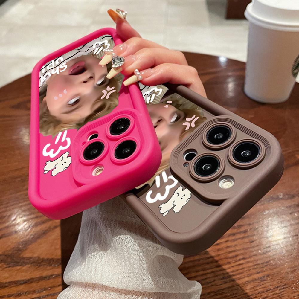 European and American funny rolling eyes girl iPhone mobile phone protective case Apple 15promax matte silicone 17 soft case